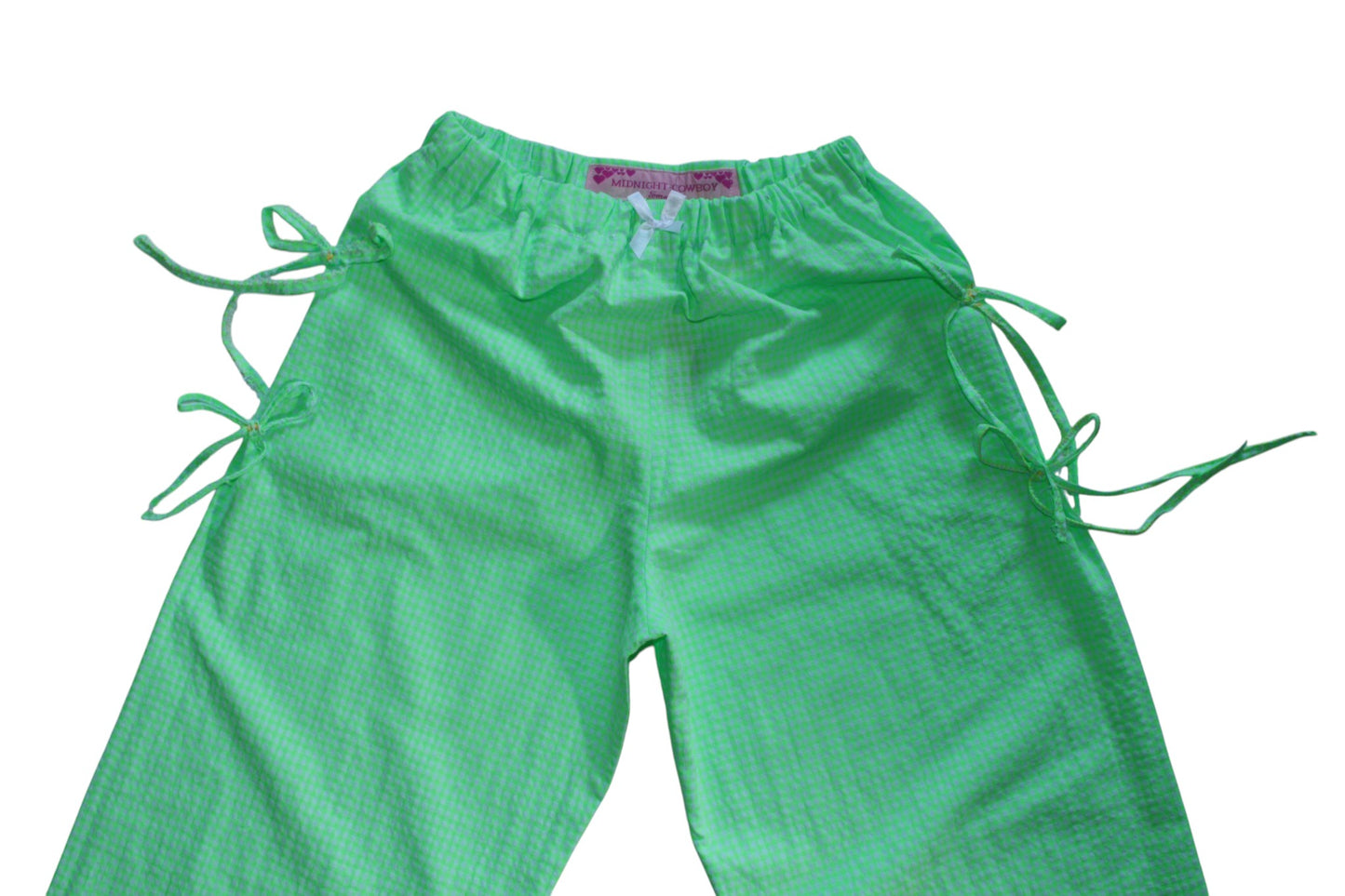 green pyjama trousers